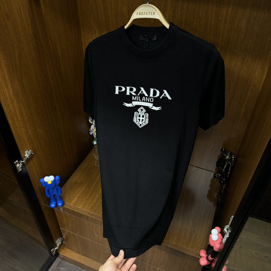 Pr!da Örme Triko T-SH!rt Siyah