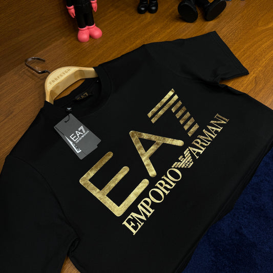 E!!orio A!mani EA7 Gold Detay T-SH!rt Siyah